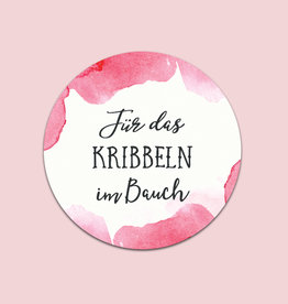 50 Sticker "Für das Kribbeln im Bauch!"AQUARELL ROSA rund