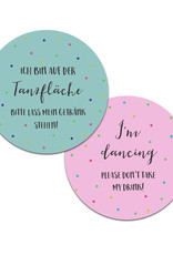 50 Bierdeckel "Ich bin auf der Tanzfläche" zweisprachig
