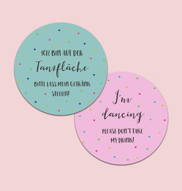 50 Bierdeckel "Ich bin auf der Tanzfläche" zweisprachig