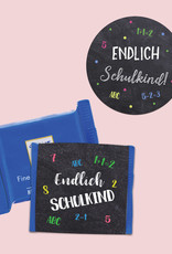 25 x Sticker "Endlich Schulkind" + 25 Banderolen SCHULANFANG
