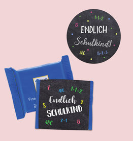 25 x Sticker "Endlich Schulkind" + 25 Banderolen SCHULANFANG