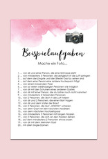 50 Fotoboxaufgaben zum Rubbeln "Aquarell Hochzeit rosa!" Rubbelkarten
