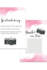 50 Fotoboxaufgaben zum Rubbeln "Aquarell Hochzeit rosa!" Rubbelkarten