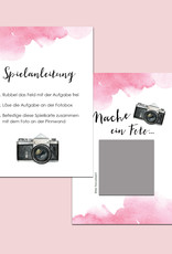 50 Fotoboxaufgaben zum Rubbeln "Aquarell Hochzeit rosa!" Rubbelkarten