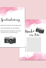 50 Fotoboxaufgaben zum Rubbeln "Aquarell Hochzeit rosa!" Rubbelkarten