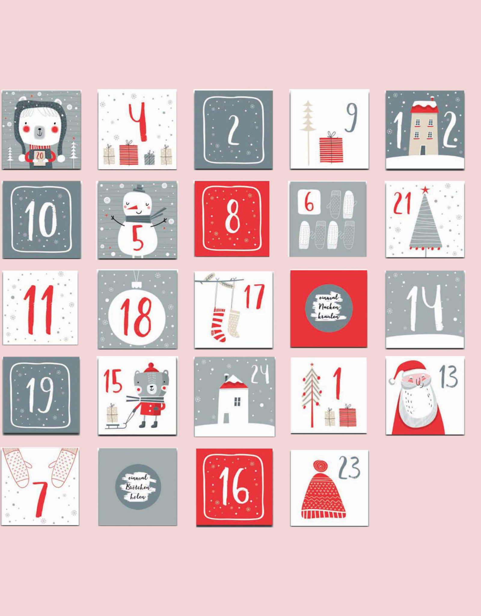 Adventskalender zum Rubbeln "grau-rot"