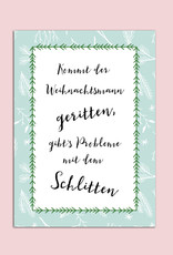 Postkarte Weihnachten "Kommt der Weihnachtsmann geritten"