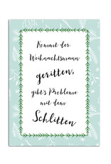 Postkarte Weihnachten "Kommt der Weihnachtsmann geritten"