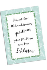 Postkarte Weihnachten "Kommt der Weihnachtsmann geritten"