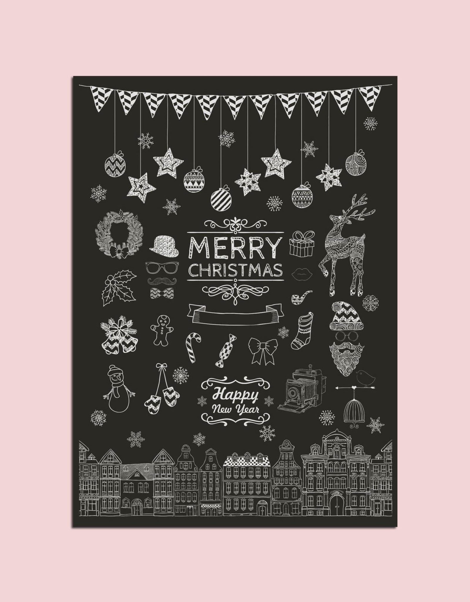 Postkarte "Kreide", Weihnachtskarte