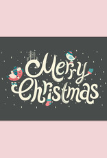 Postkarte "Vögel im Schnee schwarz", Weihnachtskarte