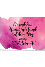 Glückwunschkarte Hochzeit "Hand in Hand" Aquarell