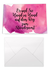 Glückwunschkarte Hochzeit "Hand in Hand" Aquarell
