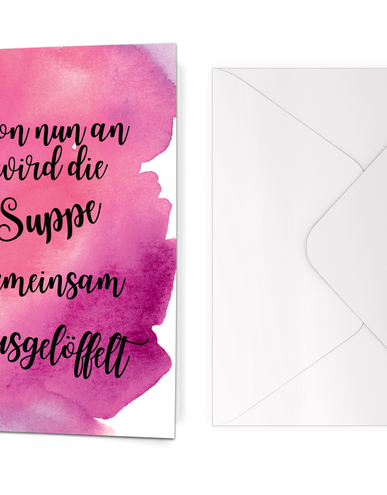 Glückwunschkarte Hochzeit  "Suppe auslöffeln" AQUARELL