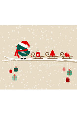 Postkarte Weihnachten "Vögel Schlitten" Weihnachtskarte