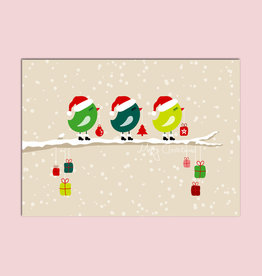 Postkarte Weihnachten "Vögel Geschenke" Weihnachtskarte