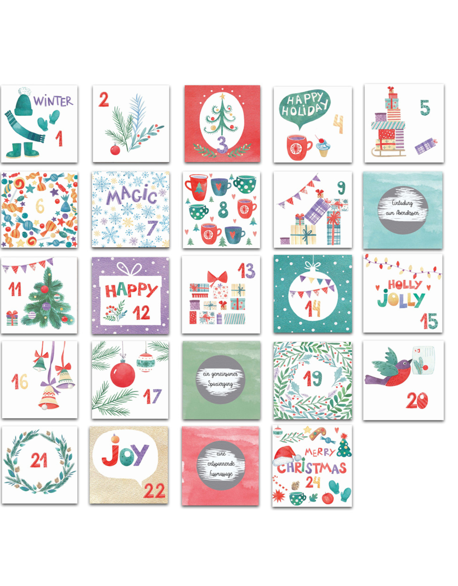 DIY Adventskalender zum Rubbeln bunt