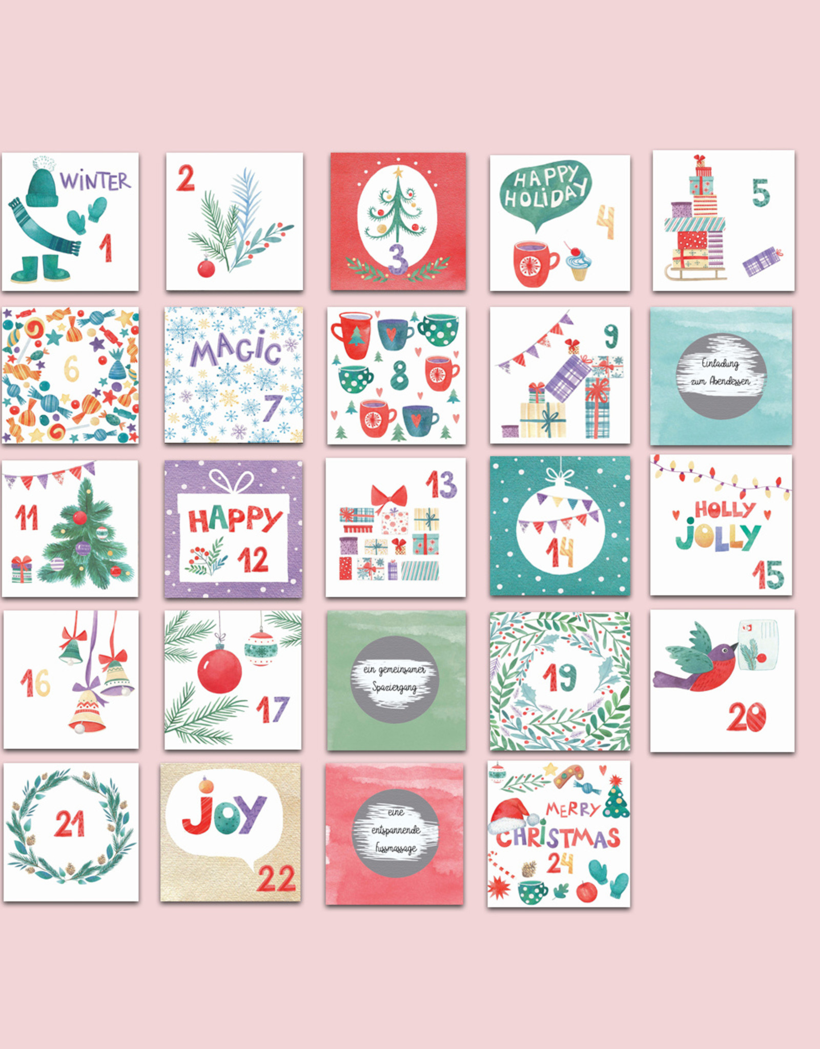 DIY Adventskalender zum Rubbeln bunt