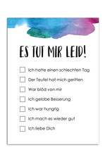 Postkarte Es tut mir leid Entschuldigungskarte Es tut mir leid Karte