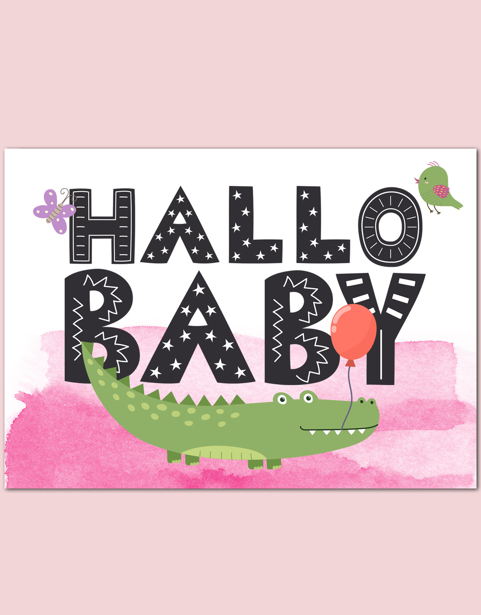 Postkarte Baby "Hallo Baby Mädchen", Baby Geschenk, Geschenk zur Geburt, Geschenk Geburt, Karte Geburt, Pullerparty, Postkarten Geburt