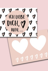 Valentinskarte mit Umschlag Ich liebe Dich, Rubbelkarte zum Valentinstag Postkarte Liebe Ich liebe Dich Karte zum Rubbeln