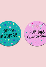 Aufkleber Geburtstag Set "Happy Birthday" und "Für das Geburtstagskind" 50 Sticker Geburtstag, Geschenkaufkleber