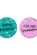 Aufkleber Geburtstag Set "Happy Birthday" und "Für das Geburtstagskind" 50 Sticker Geburtstag, Geschenkaufkleber