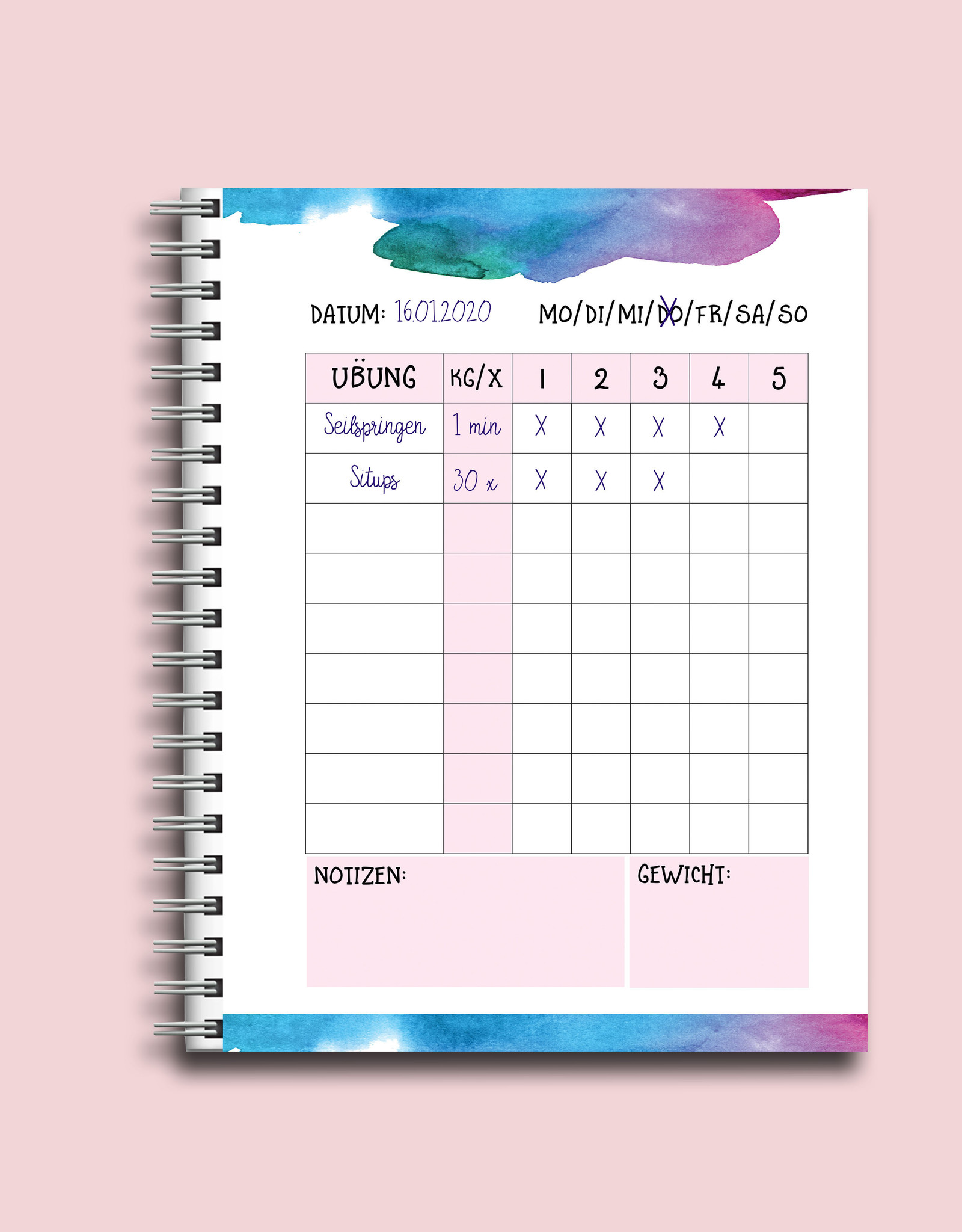 Trainingsbuch DIN A5 Tagebuch für das Training To Do Liste Sport