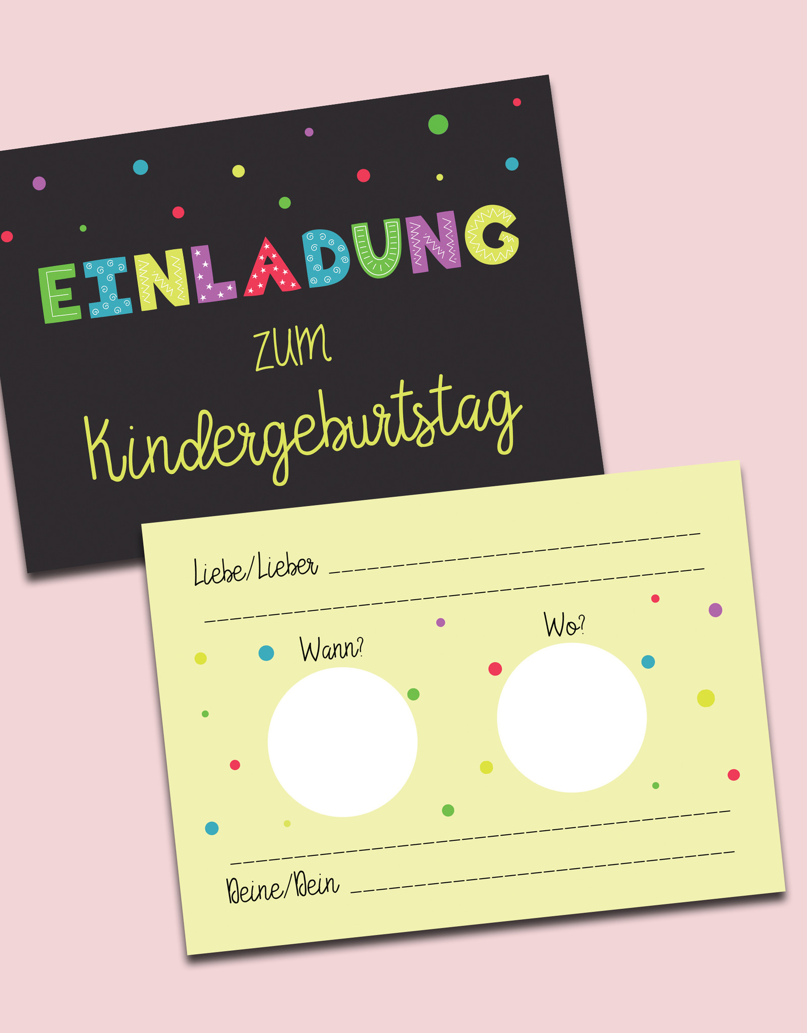 Einladungskarte Kindergeburtstag zum Rubbeln