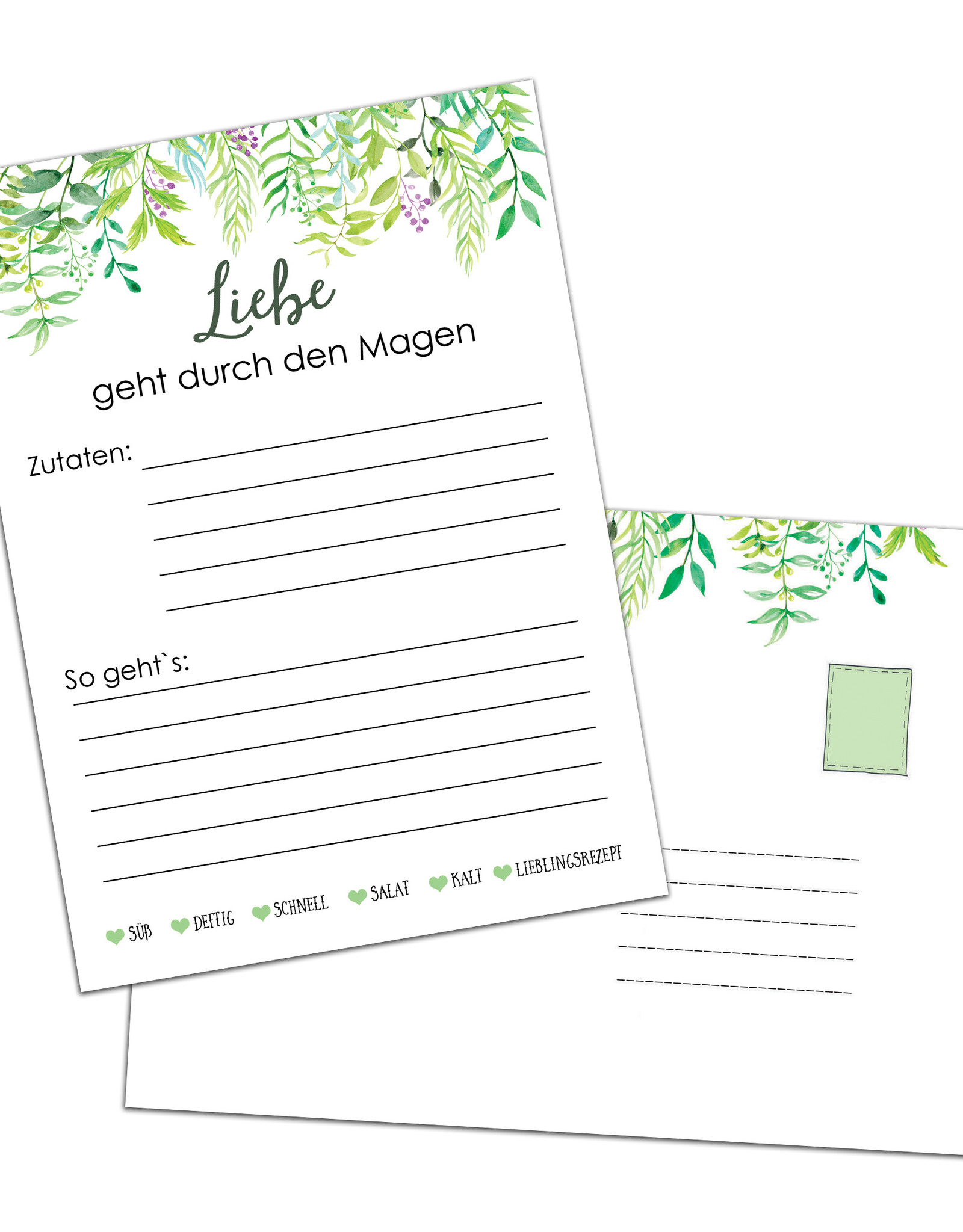 50 Rezeptkarten "Grüne  Hochzeit" DIN A6