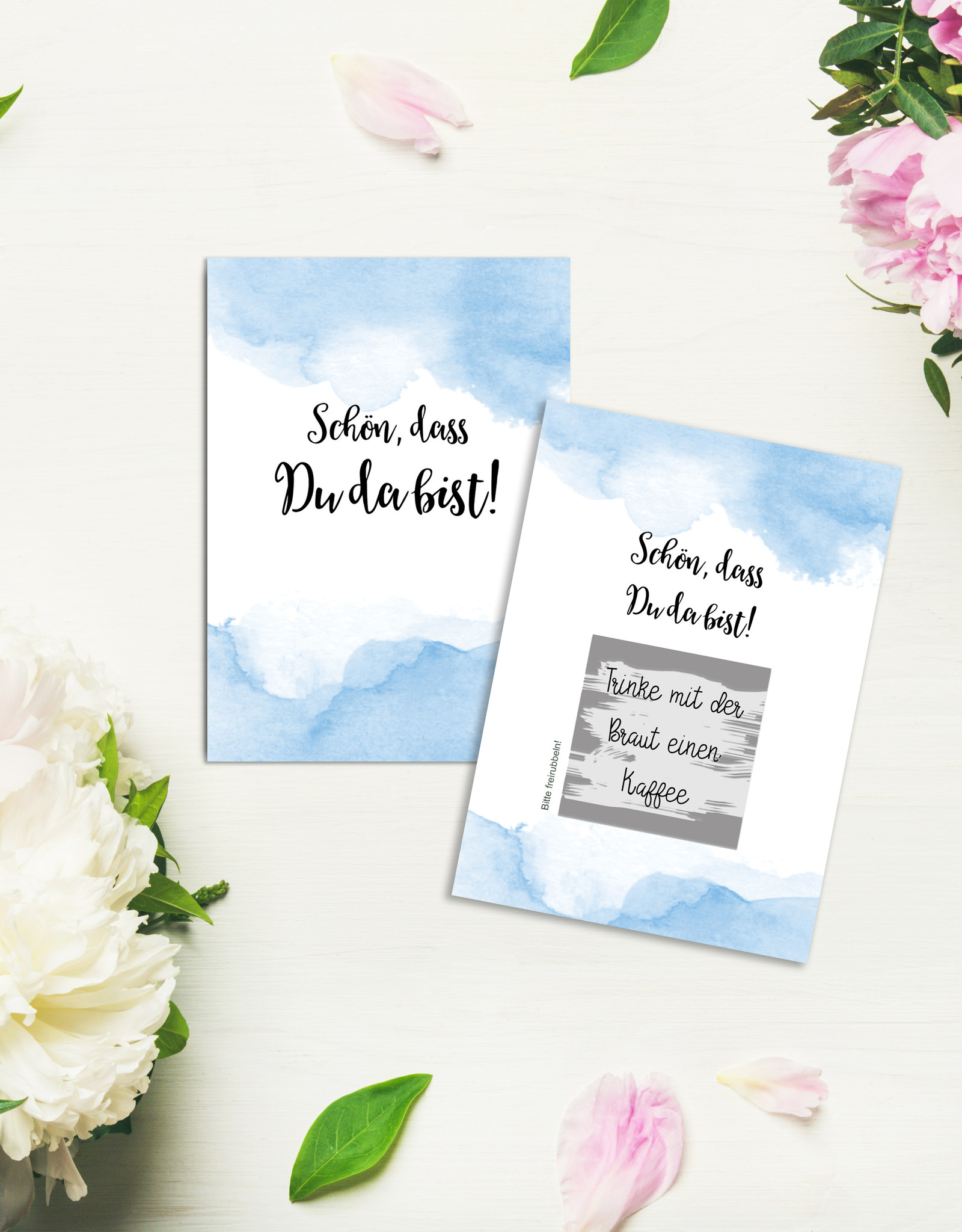 50 Rubbelkarten "Aquarell BLAU"