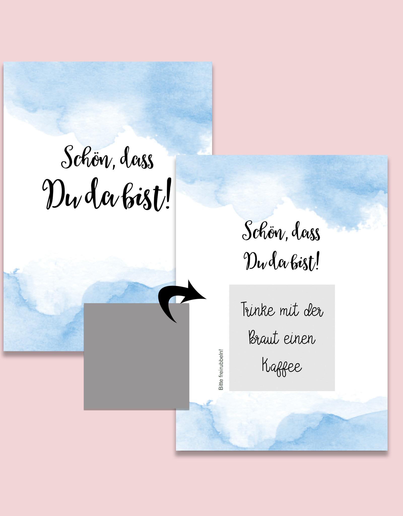 50 Rubbelkarten "Aquarell BLAU"