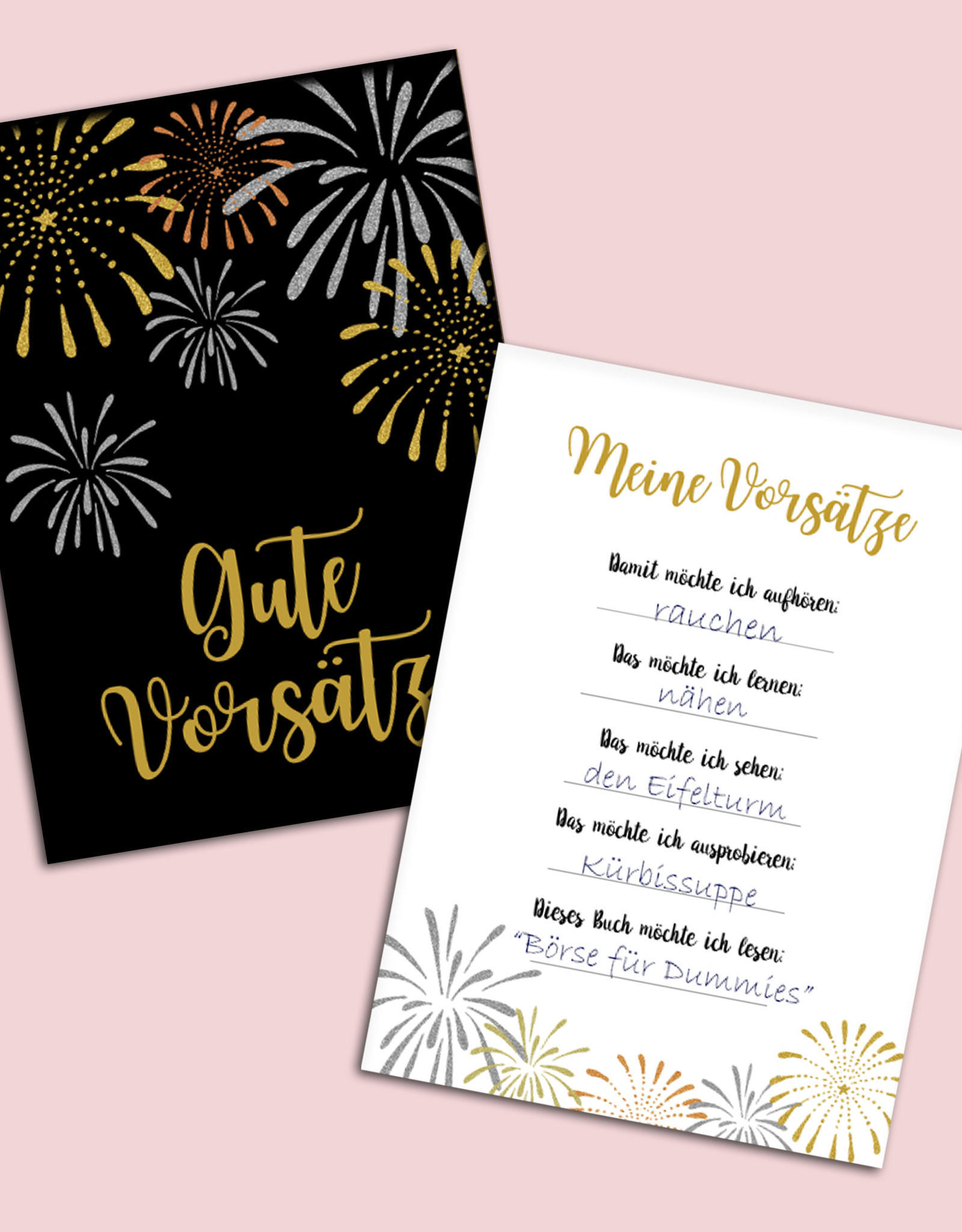 Silvester Spiel Block "Gute Vorsätze"