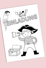 Einladungskarte zum Ausmalen Kindergeburtstag  "Pirat"