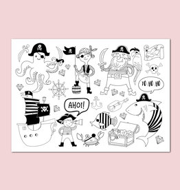 Platzset zum Ausmalen PIRATEN 10 Stück Kindergeburtstag