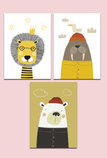 Kunstdruck 3er Set Poster Tiere