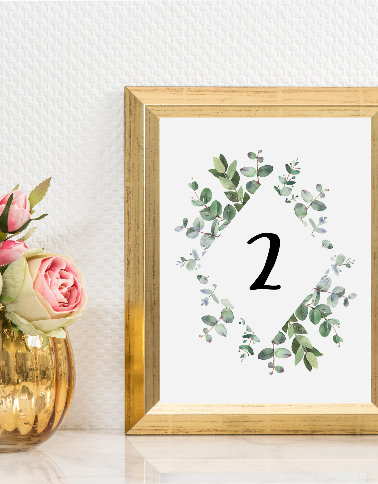 Tischnummern Hochzeit Eucalyptus 1-10 vintage Hochzeit DIN A6