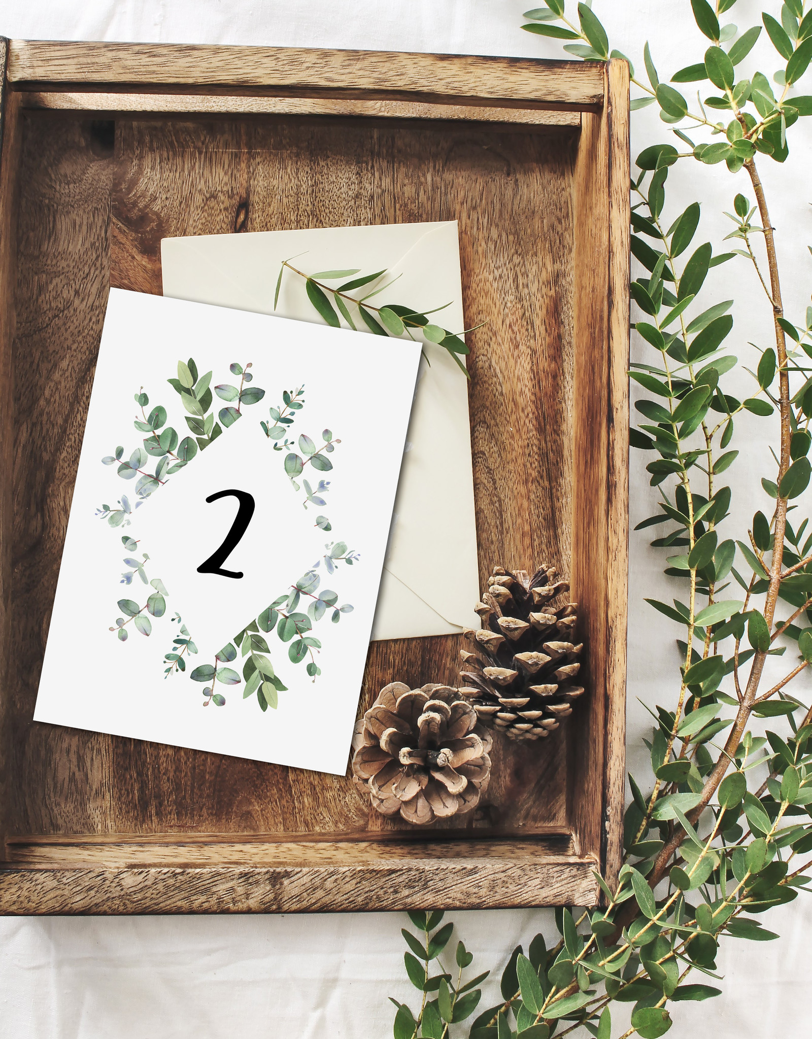 Tischnummern Hochzeit Eucalyptus 1-10 vintage Hochzeit DIN A6