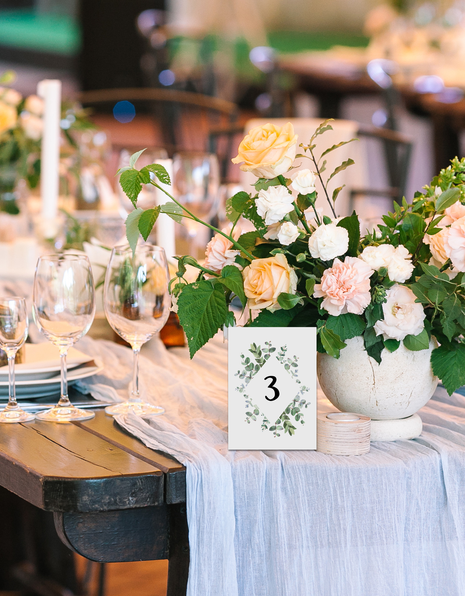 Tischnummern Hochzeit Eucalyptus 1-10 vintage Hochzeit DIN A6