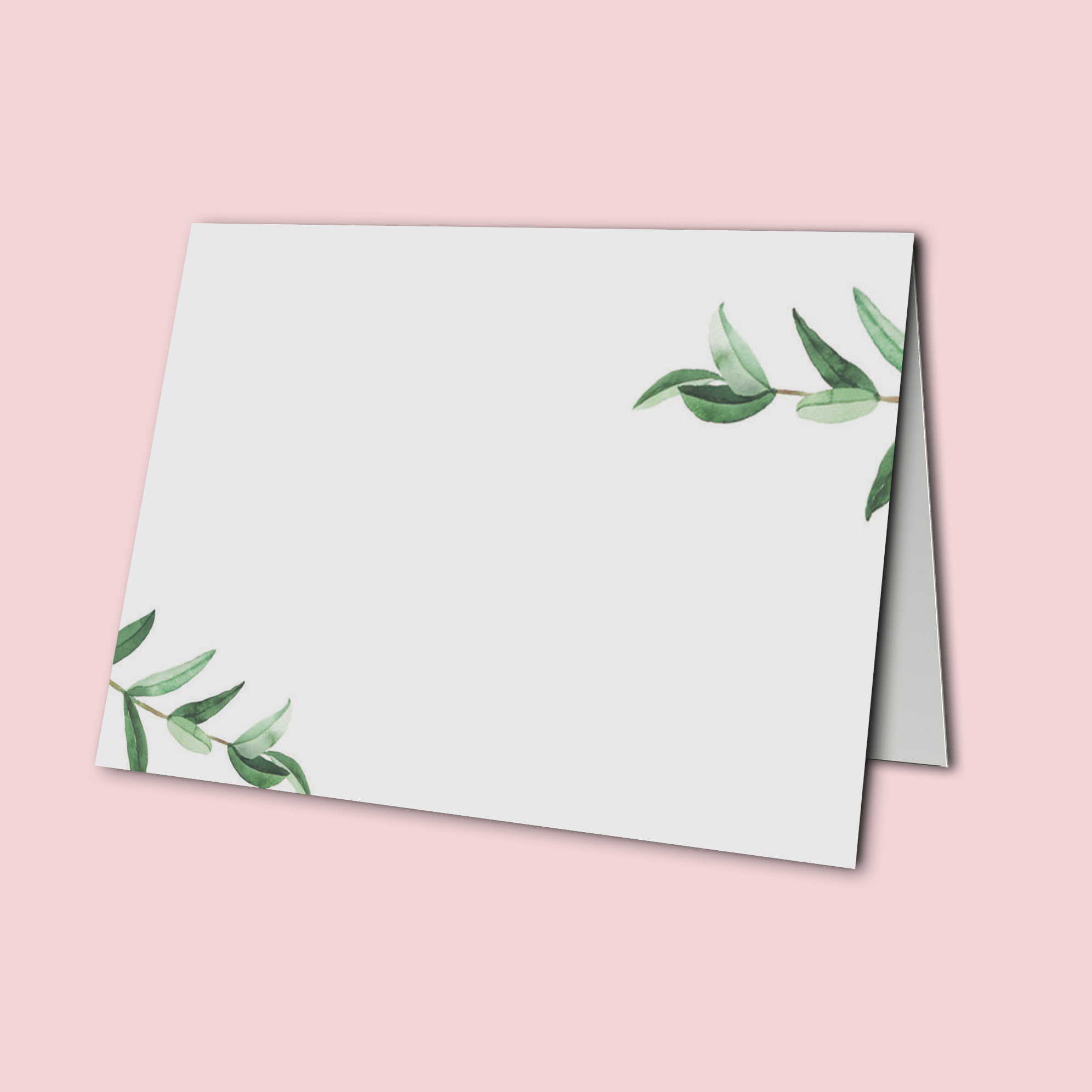 50 Stück Tischkarten Hochzeit - Grünes Blatt Design Mit Goldenem Rahmen