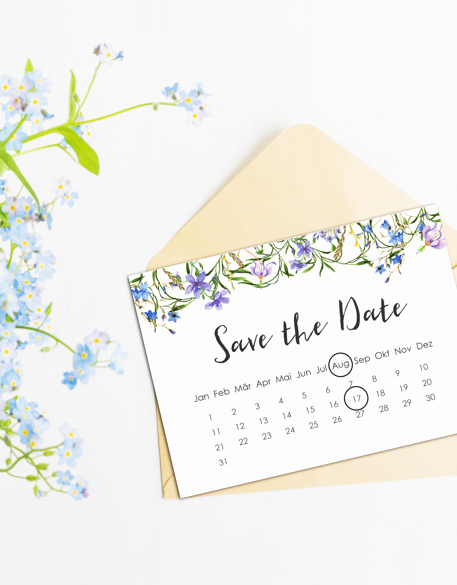 Save the Date Karten für die Hochzeit, 50 Stück