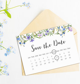 Save the date Karten "Blaue Hochzeit Kalender" 50 Stück