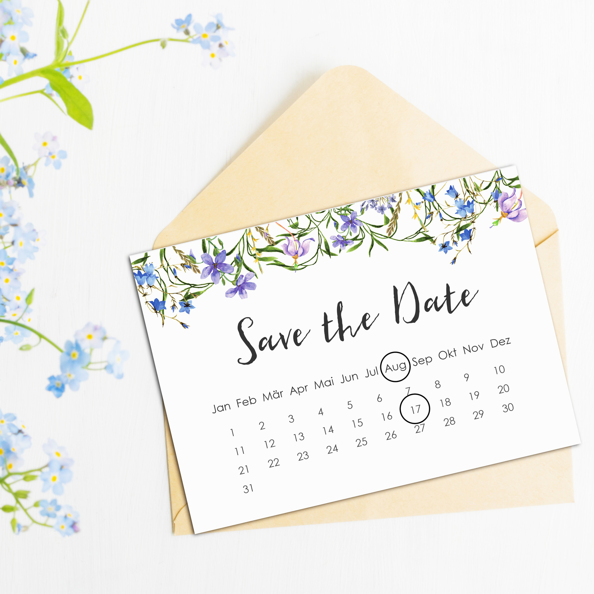 Feste Besondere Anlasse Hochzeitseinladung Save The Date Karten Aquarell Hochzeit Kalender 50 Karten Mobel Wohnen Americkejaro Cz