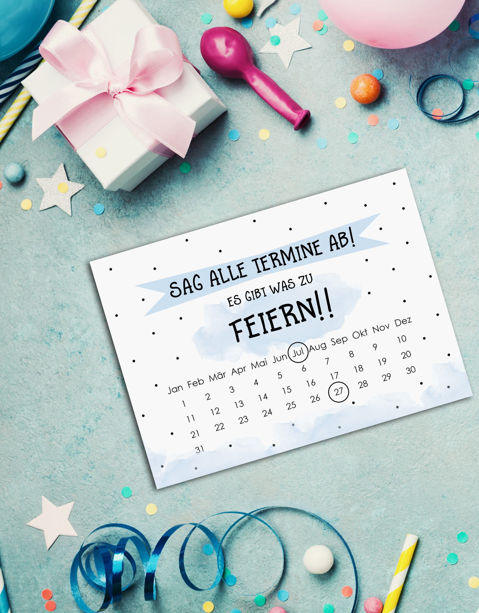 Save the Date Karten Geburtstag "Sag alle Termine ab!" Save the date Karten deutsch Einladung Geburtstag DIN A6