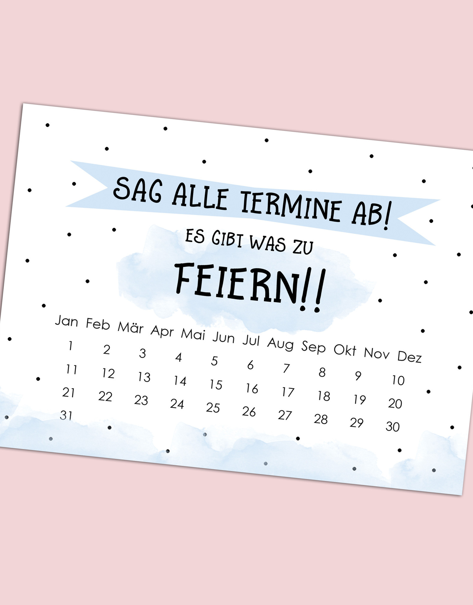 Save the Date Karten Geburtstag "Sag alle Termine ab!" Save the date Karten deutsch Einladung Geburtstag DIN A6