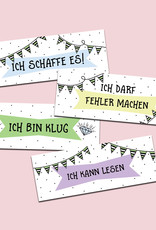 Lesezeichen Glaubenssätze für Kinder 4er Set WIMPEL Wende-Lesezeichen Affirmationen