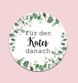 50 Sticker "Kür den Kater danach" EUCALYPTUS Hochzeit Gastgeschenk Aufkleber Hangover Kit