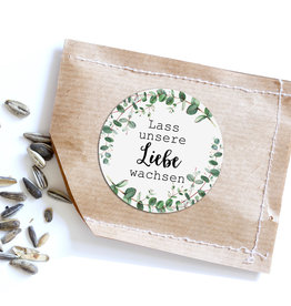 50 Sticker "Lass unsere Liebe wachsen!" EUCALYPTUS