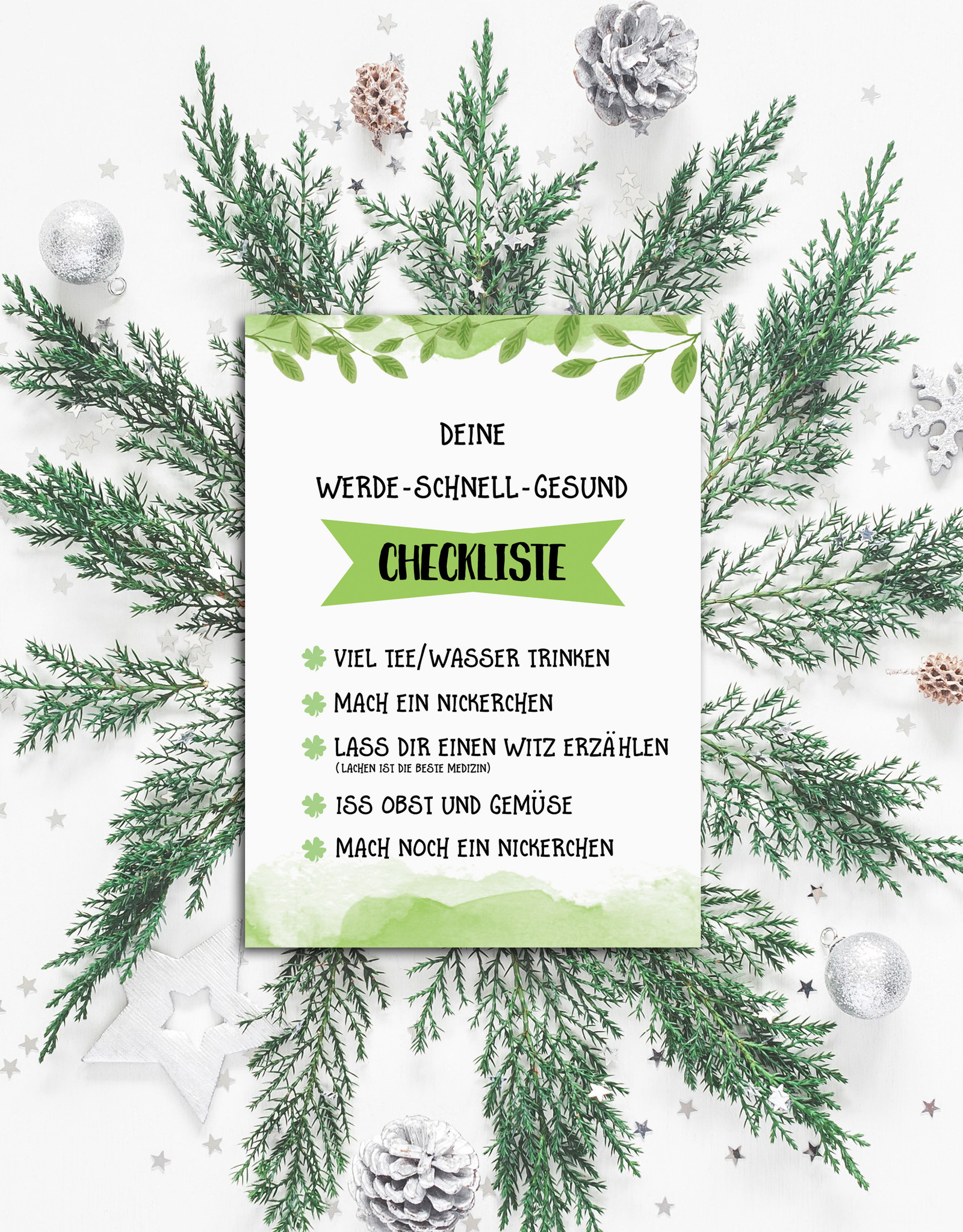 Postkarte Gute Besserung Checkliste zum Ankreuzen Genesungskarte