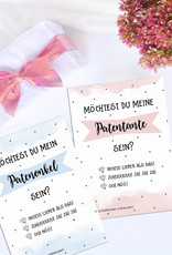 Postkarten Pate fragen 2er Set Patenonkel fragen Patentante fragen
